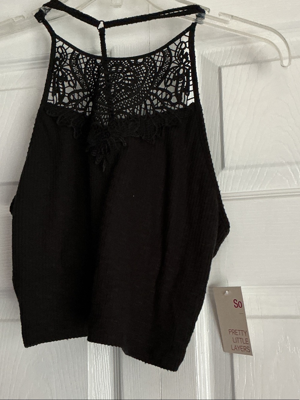 SO Black Lace Yoke Halter Camisole
